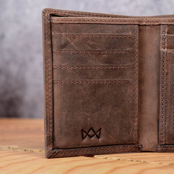 Personalized Full Grain Leather Mens Trifold Wallet: Initials and Inside Engraving