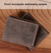 Personalized Full Grain Leather Mens Trifold Wallet: Initials and Inside Engraving