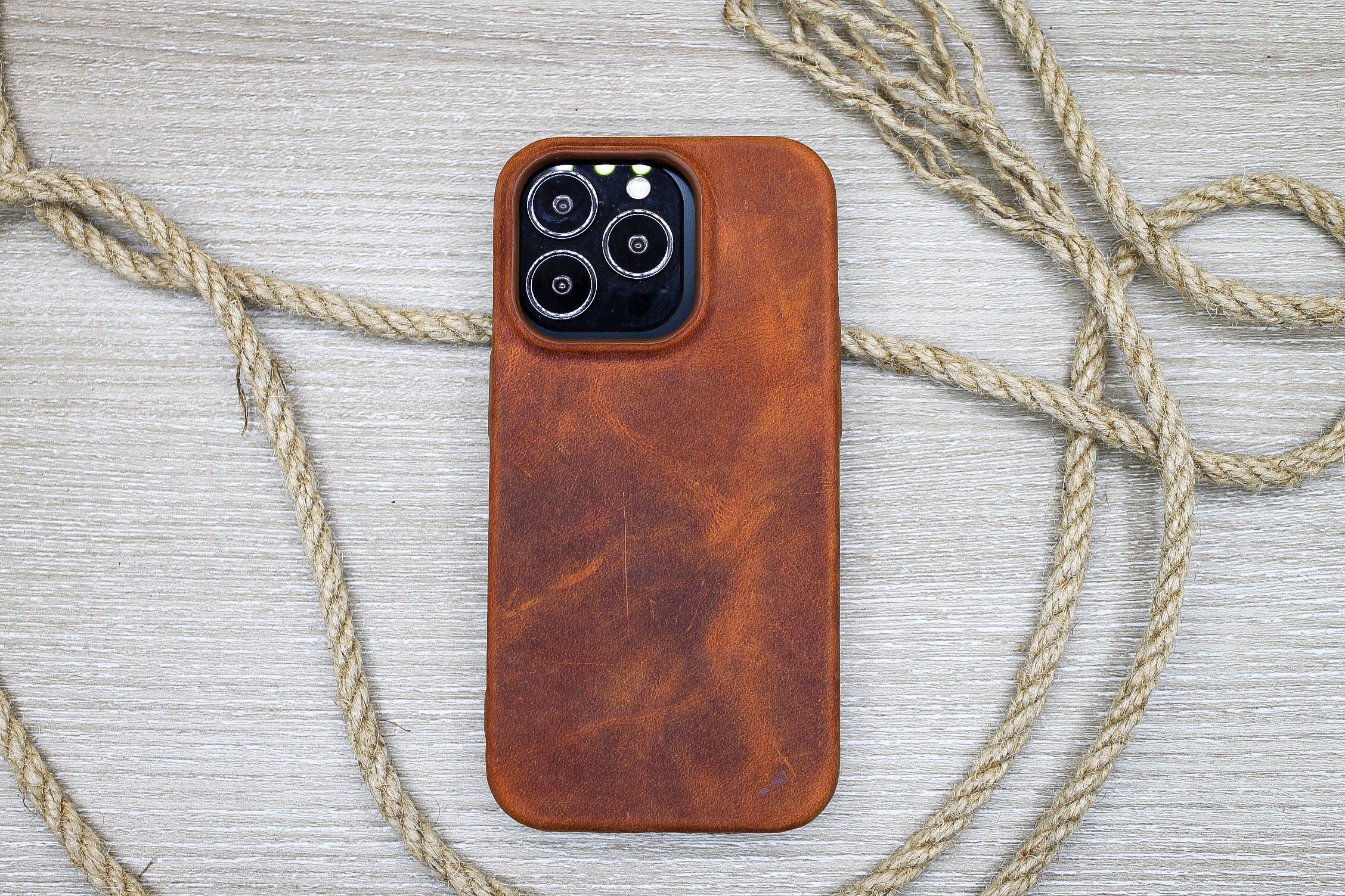 Custom Tumbled Phone Case, Tan Phone Cover, iPhone 14, 13, 12, 11, Pro Max / Plus Case, Snap on Full Cover, Luxury Leather Phone Cover