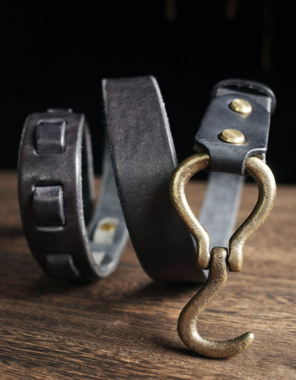 Handmade Vintage Mens Leather Belt,Vintage Handmade brass hook Trooper Leather Belt,Gifts for Him,Distressed Belt