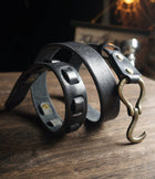 Handmade Vintage Mens Leather Belt,Vintage Handmade brass hook Trooper Leather Belt,Gifts for Him,Distressed Belt