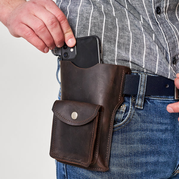 Engraved leather belt phone case, Leather belt phone pouch, Cell phone belt holder, Phone belt case, Phone holsters, Leather belt wallet