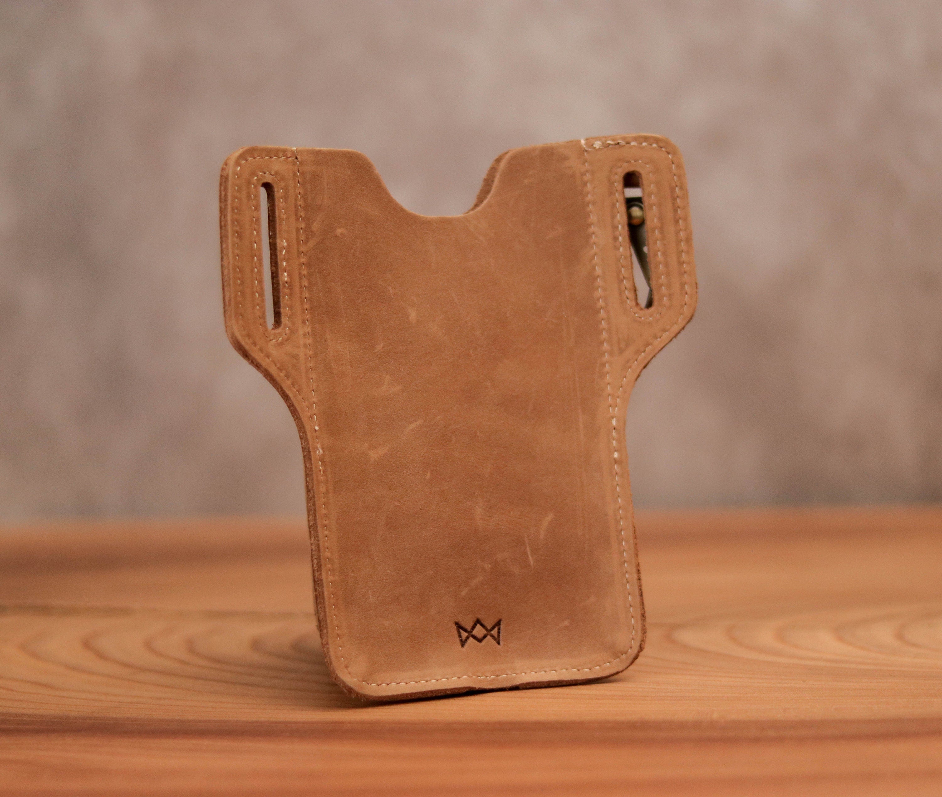 Personalized Full Grain Leather Cell Phone Holster, Men's Belt Case
