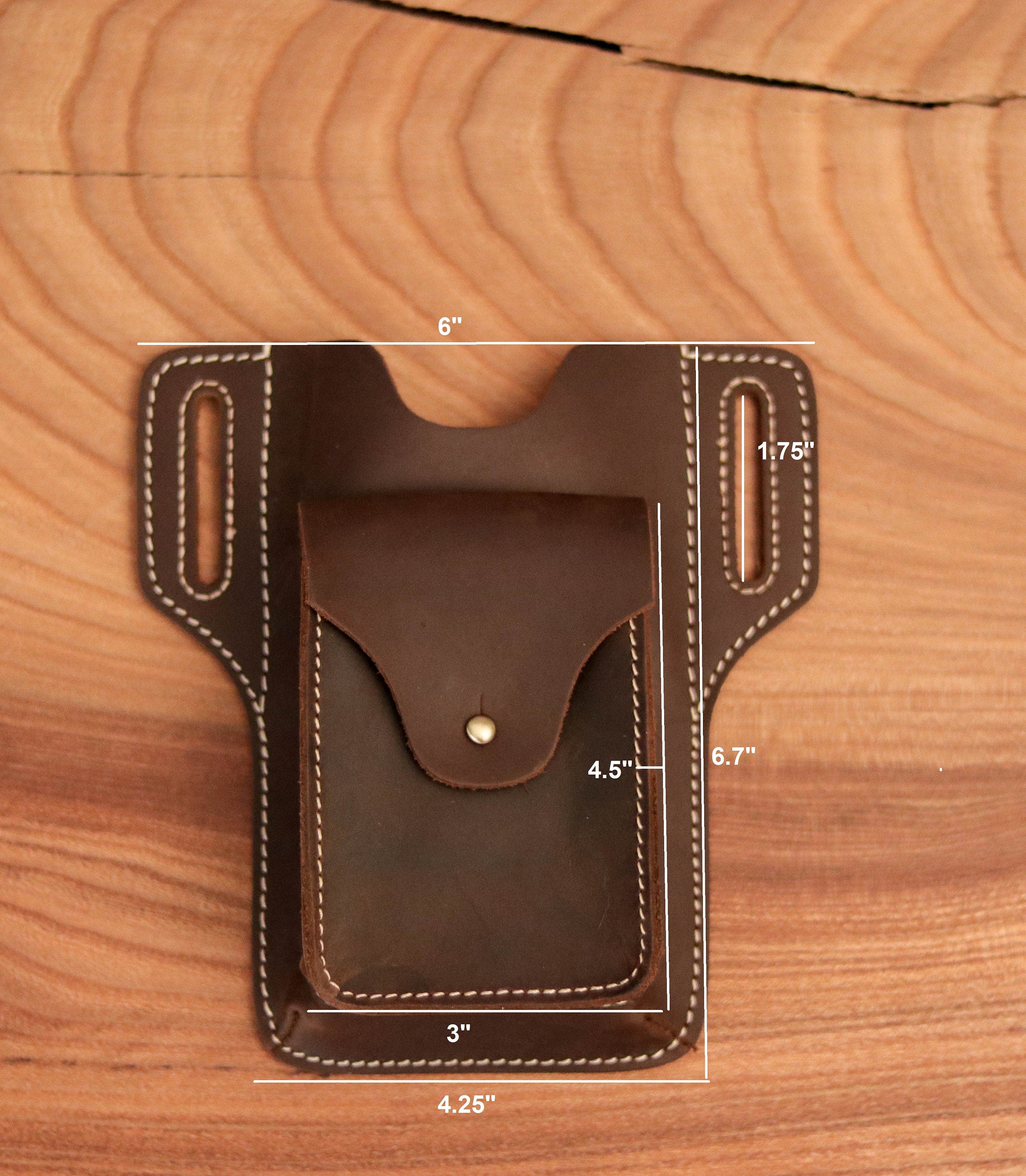 Personalized Full Grain Leather Cell Phone Holster, Men's Belt Case