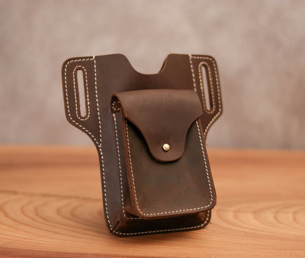 Personalized Full Grain Leather Cell Phone Holster, Men's Belt Case