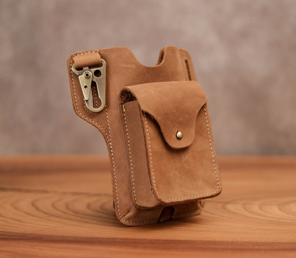 Personalized Full Grain Leather Cell Phone Holster, Men's Belt Case