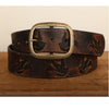 Sparrow Distressed Leather Belt | Handmade Full Grain Leather Western Belt | Vintage Bird Embossed Snap Belt