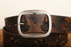 Sparrow Distressed Leather Belt | Handmade Full Grain Leather Western Belt | Vintage Bird Embossed Snap Belt