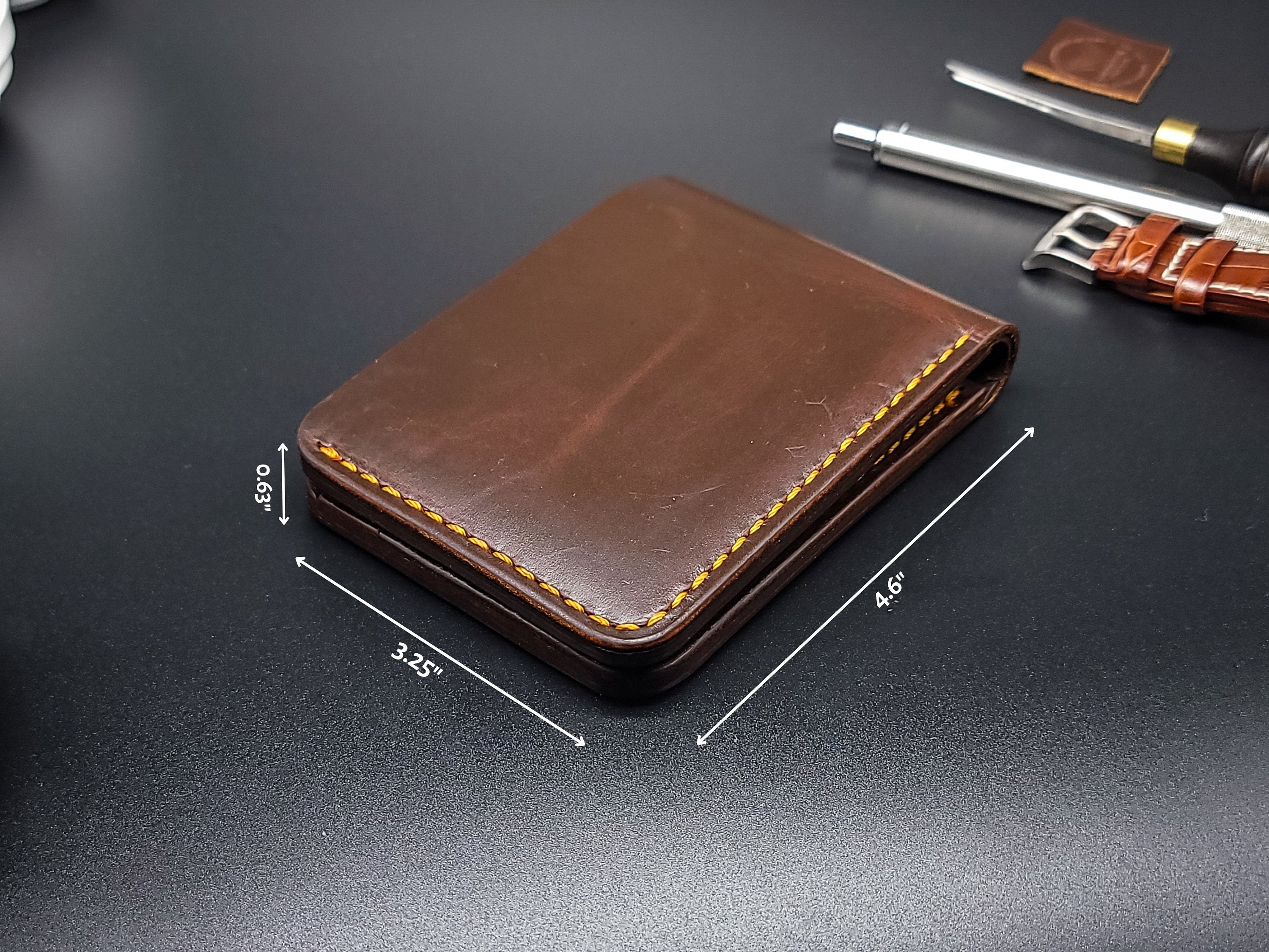 Handmade Full Grain Leather Wallet, Personalized Anniversary & Christmas Gift for Him, Engraved Custom Wallets for Men, Boyfriend, Groomsmen