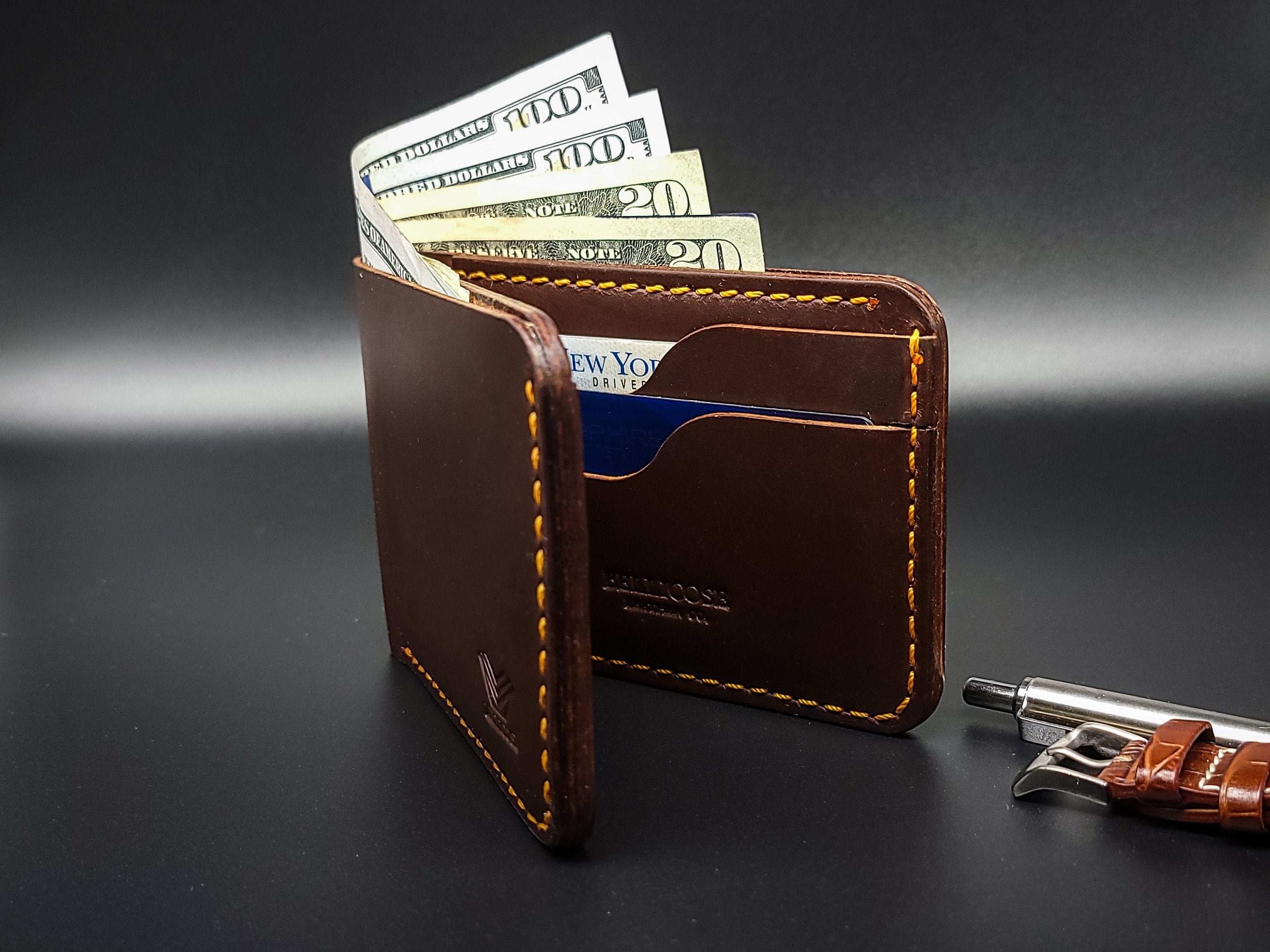 Handmade Full Grain Leather Wallet, Personalized Anniversary & Christmas Gift for Him, Engraved Custom Wallets for Men, Boyfriend, Groomsmen
