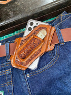 Custom leather cell phone/ trapper combo case