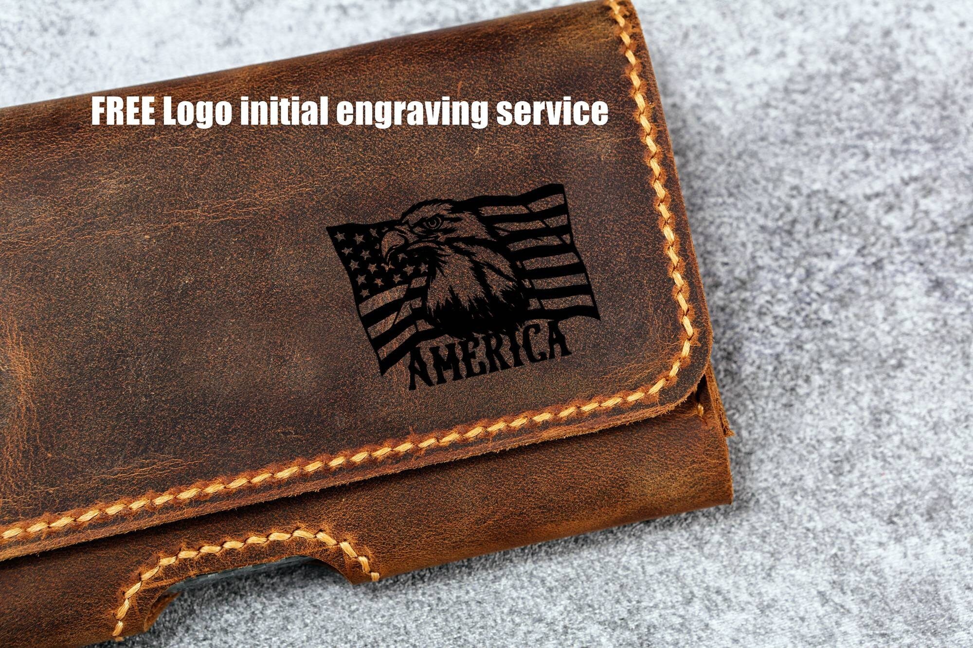 Personalized leather cell phone holster , belt clip on phone case for iPhone 17 16 15 14 13 Pro , brown leather iPhone holster Z03-IP05HS
