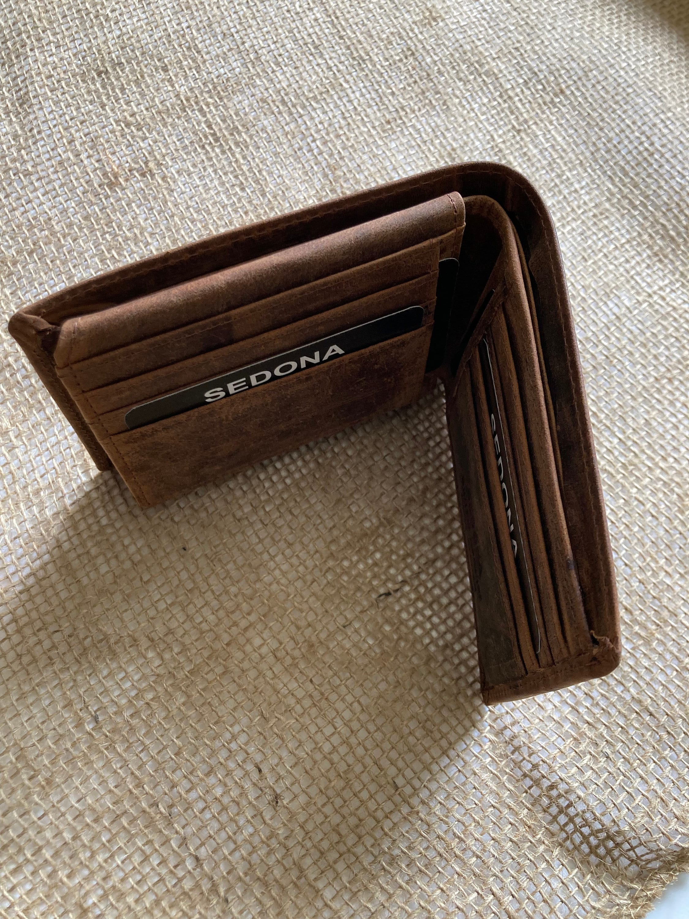 RFID Protected Vintage Buffalo Leather Wallet with 2 ID Windows