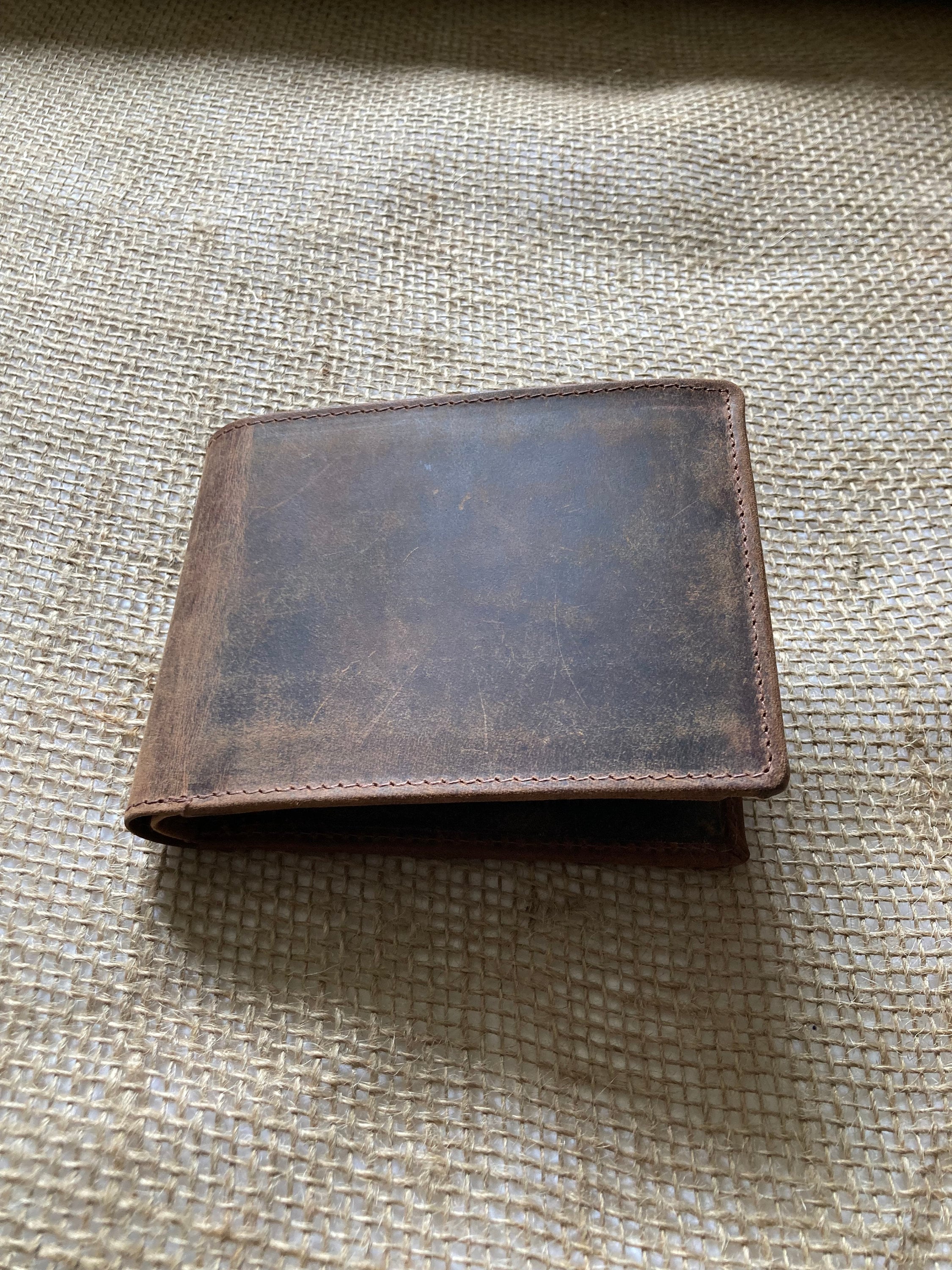 RFID Protected Vintage Buffalo Leather Wallet with 2 ID Windows