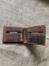 RFID Protected Vintage Buffalo Leather Wallet with 2 ID Windows
