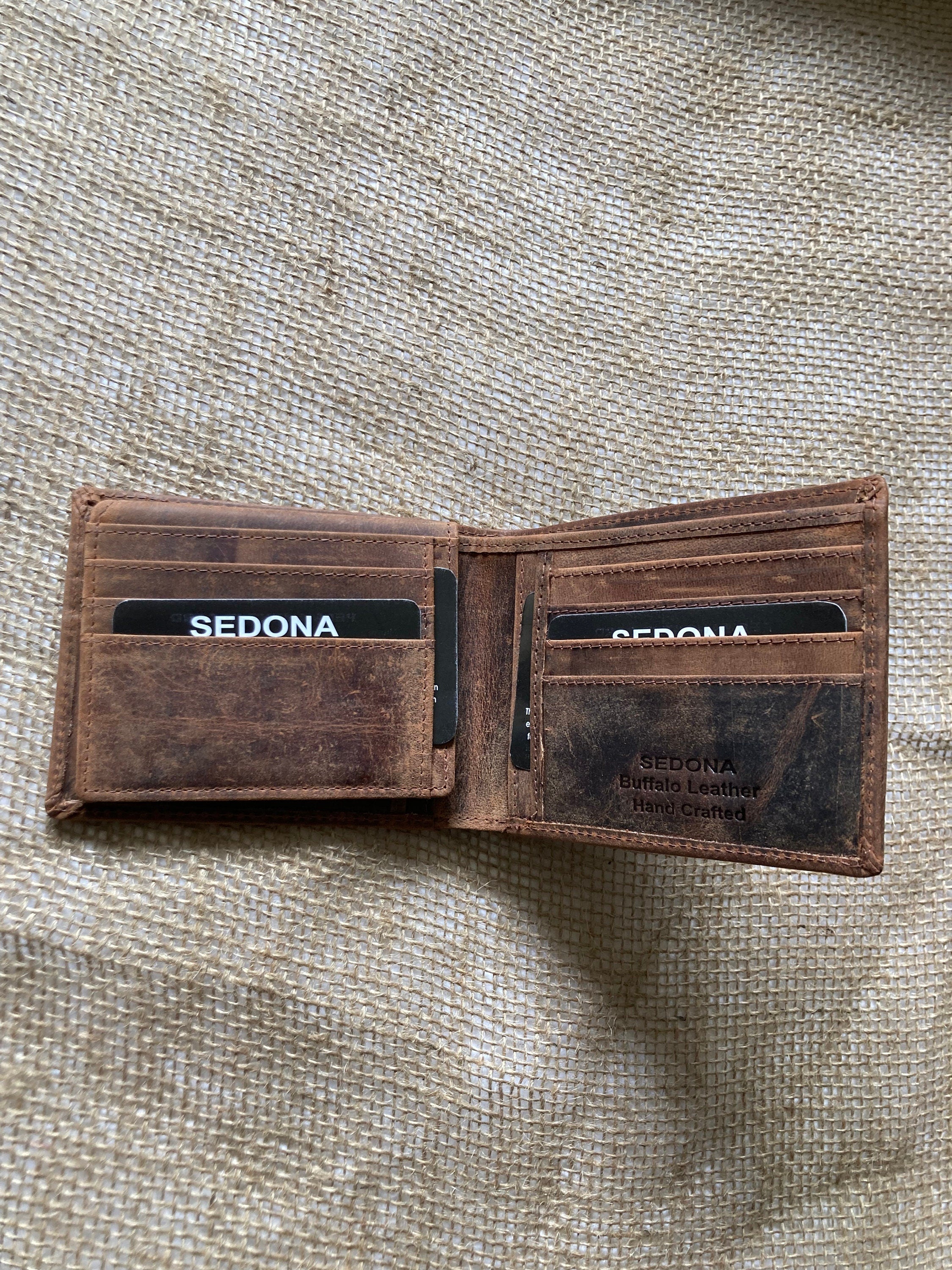 RFID Protected Vintage Buffalo Leather Wallet with 2 ID Windows