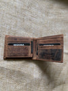 RFID Protected Vintage Buffalo Leather Wallet with 2 ID Windows