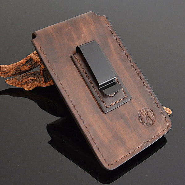 Genuine Leather Hand Stitched Cell Phone Belt Case Pouch Holster for iPhone 14 15 16 17 Pro Max Samsung Galaxy S22 S23 S24 S25 Note