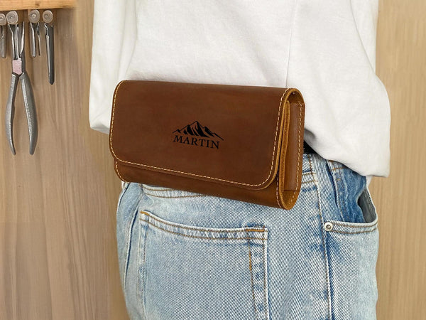 Personalized Leather Phone Holster, Belt Clip, Gift for Him