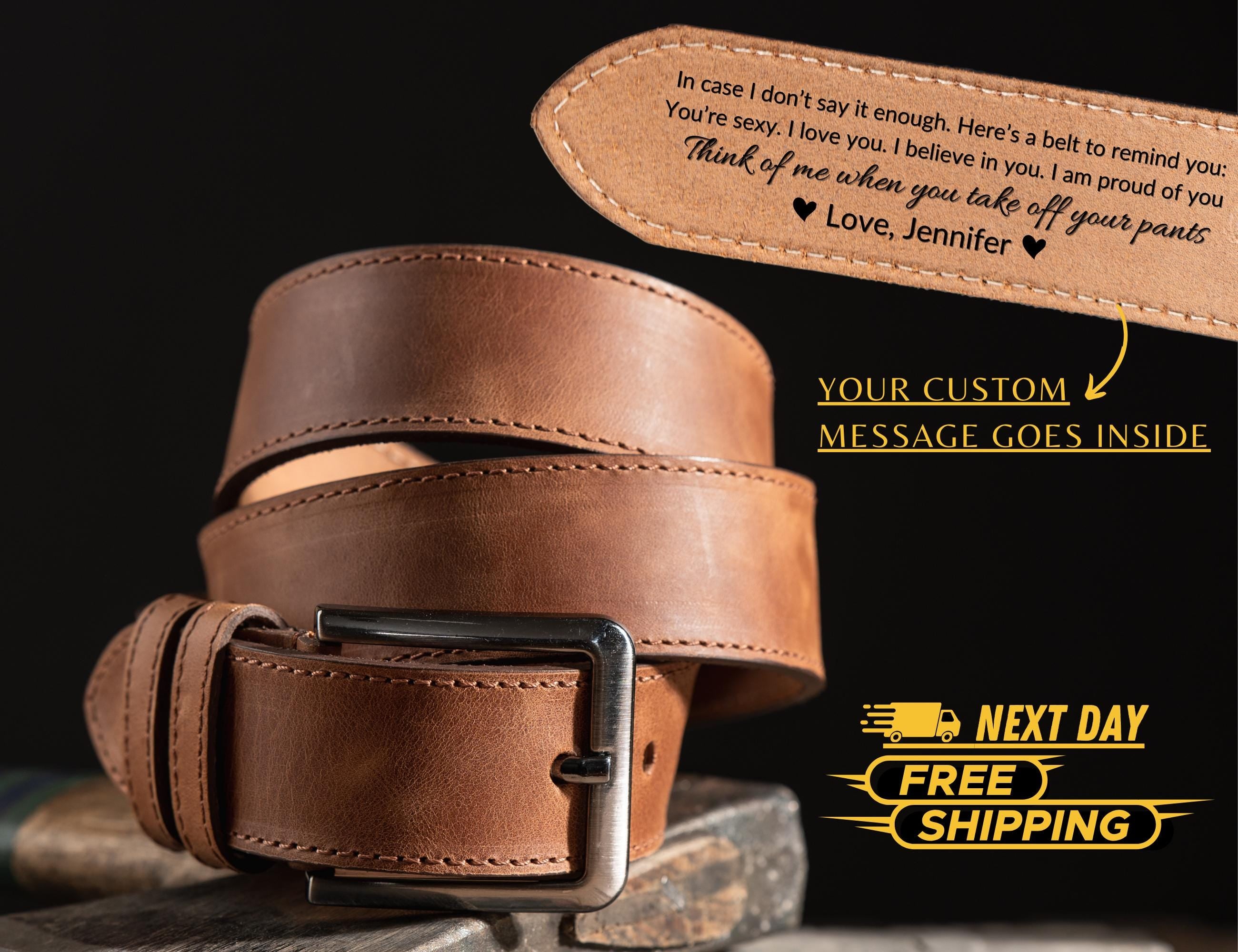 Personalized Leather Belt for Anniversary - Handcrafted Custom Belt for Him, Valentines Day Gift for Husband, Unique Boyfriend Gift