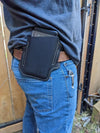 Slanted Leather Phone Holster, Leather phone case with belt loops, Pixel Samsung Kyocera iphone holster