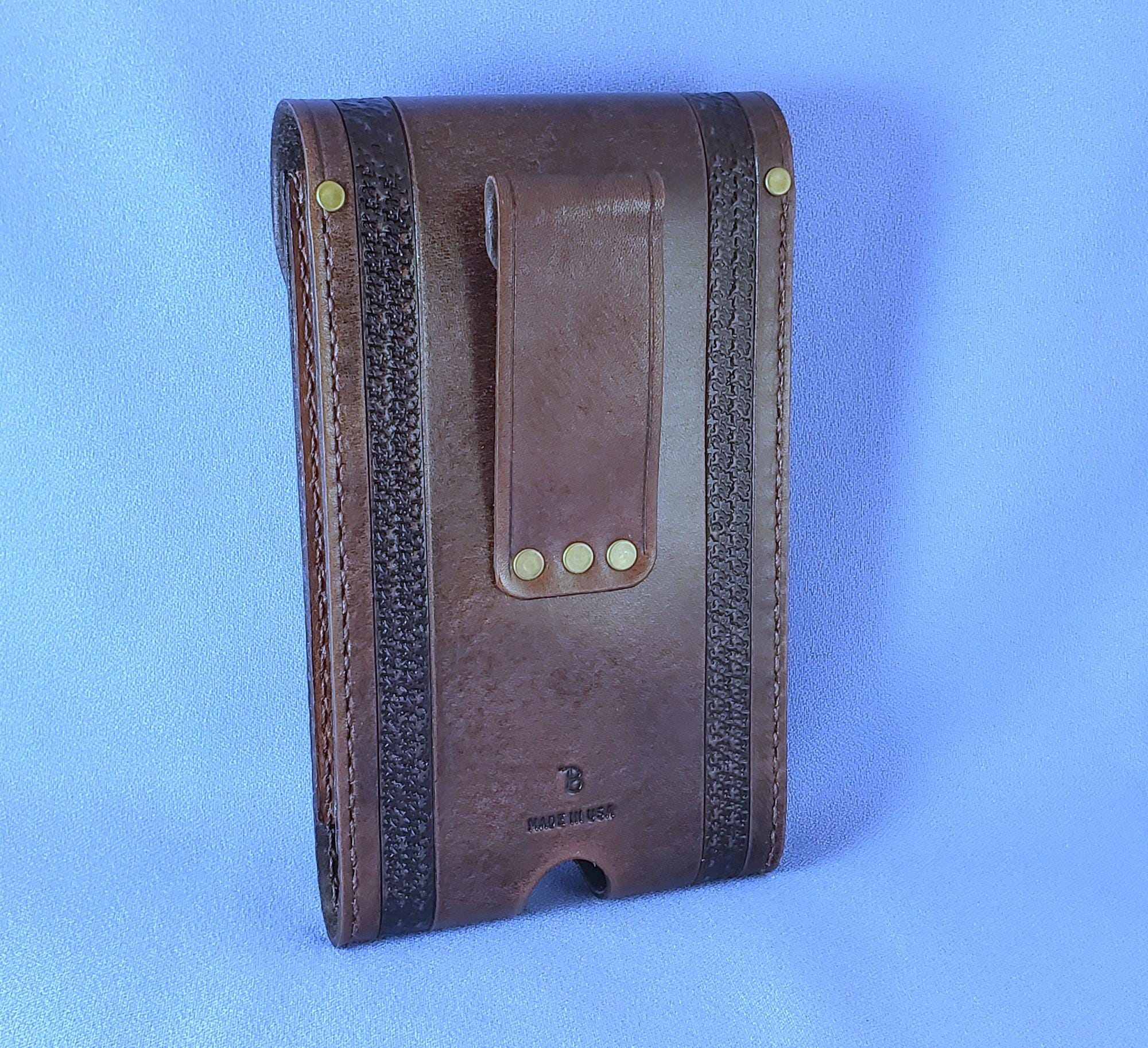 Hand Carved Leather Cell Phone Holster: Custom Fit, Personalized