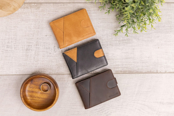 Mens Personalized Slim Leather Wallet With Money Clip, RFID Blocking Card Holder