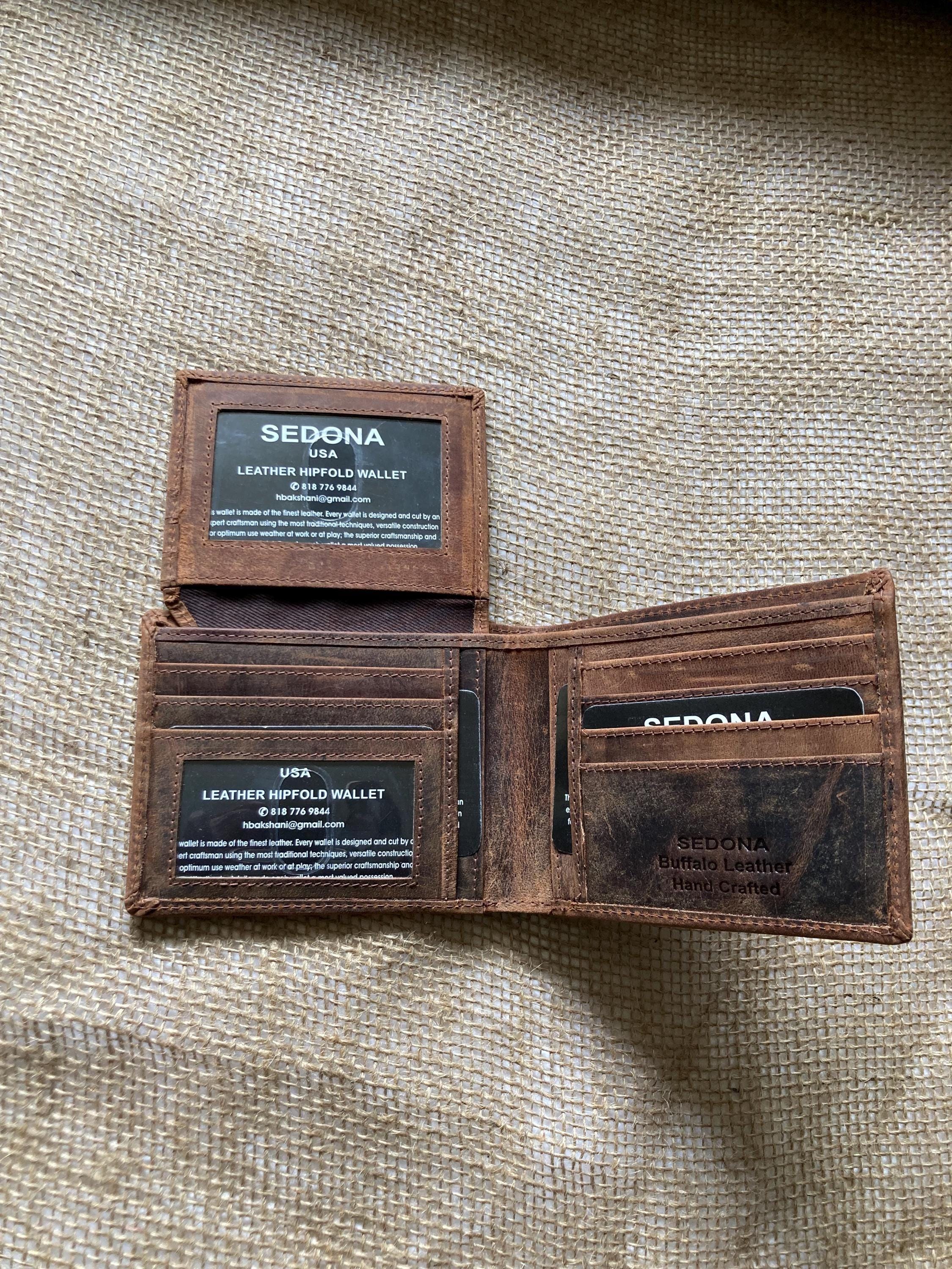 RFID Protected Vintage Buffalo Leather Wallet with 2 ID Windows