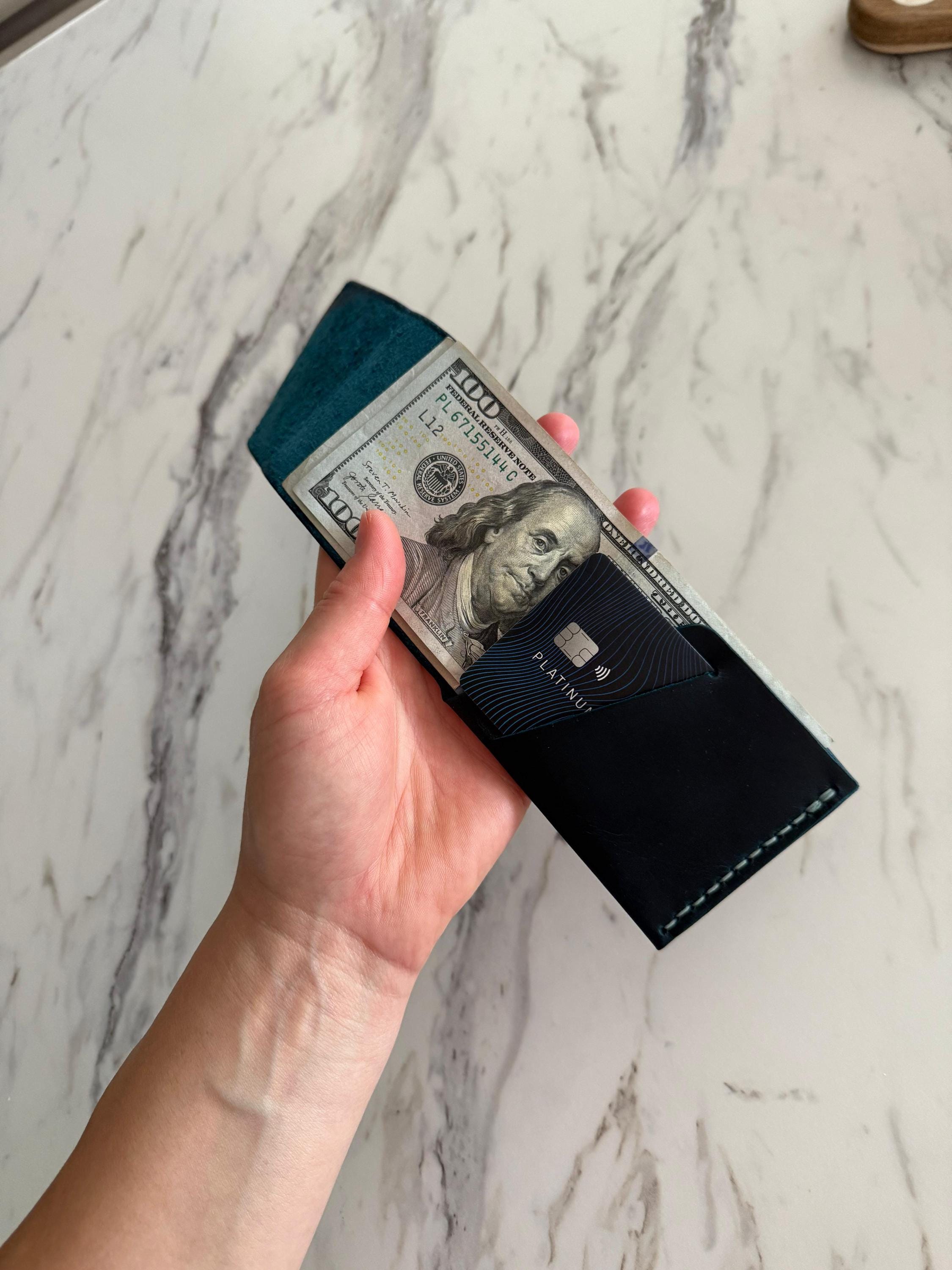 Leather Cash Wallet, Slim Card & Cash Holder, Handmade Minimalist Wallet, Front Pocket, Flap Wallet, Personalized Wallet, Everyday Wallet