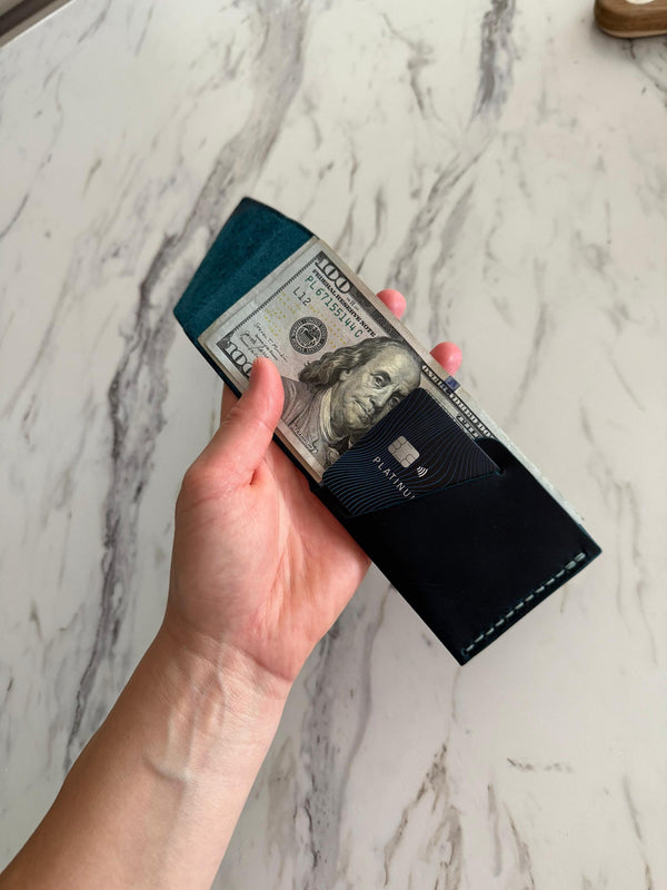 Leather Cash Wallet, Slim Card & Cash Holder, Handmade Minimalist Wallet, Front Pocket, Flap Wallet, Personalized Wallet, Everyday Wallet