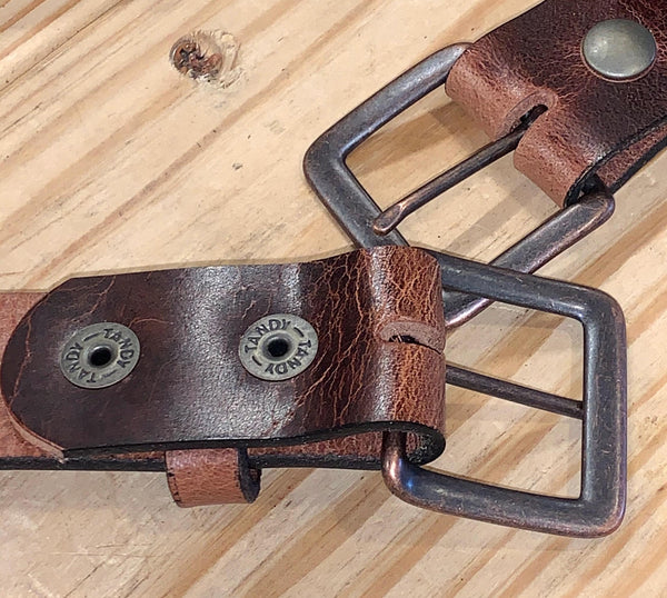 Handmade Leather Belt for Men, 1.5” Full Grain Buffalo Leather, Changeable Buckle, Made in USA