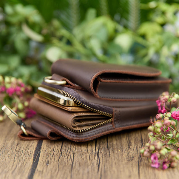 Personalized Leather Phone Belt Pouch, Retro Hiking Waist Bag