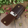 Personalized Leather Phone Belt Pouch, Retro Hiking Waist Bag