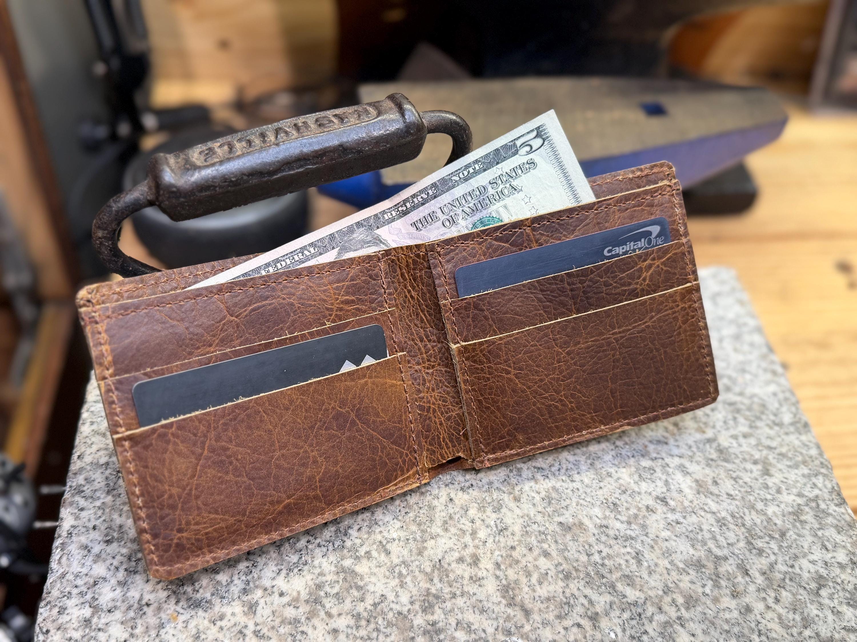 Alligator Leather Wallet, Handmade Full Grain Bifold, Personalized, Made in USA