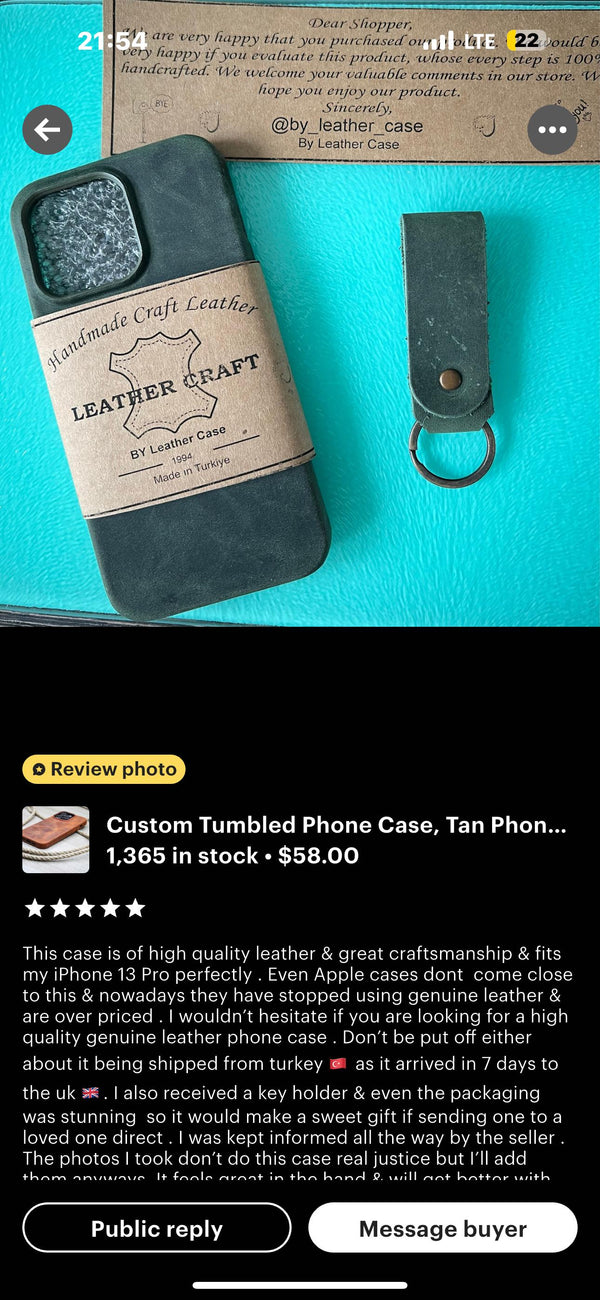 Custom Tumbled Phone Case, Tan Phone Cover, iPhone 14, 13, 12, 11, Pro Max / Plus Case, Snap on Full Cover, Luxury Leather Phone Cover