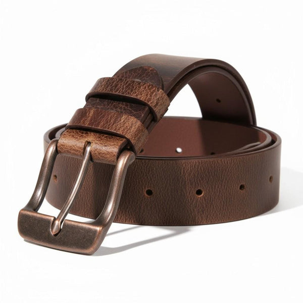 Amish Made Full Grain Buffalo Leather Belt: 1.5" Wide, USA HANDMADE