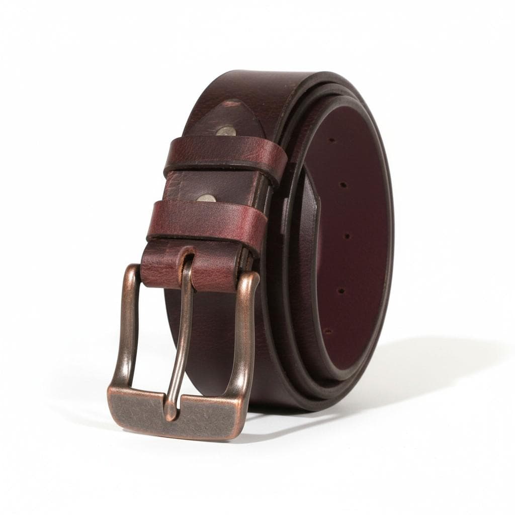 Amish Made Full Grain Buffalo Leather Belt: 1.5" Wide, USA HANDMADE