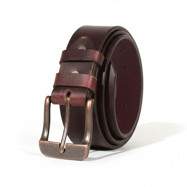 Amish Made Full Grain Buffalo Leather Belt: 1.5" Wide, USA HANDMADE