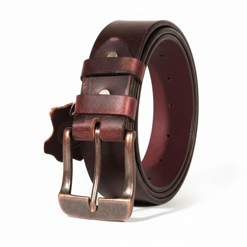Amish Made Full Grain Buffalo Leather Belt: 1.5" Wide, USA HANDMADE