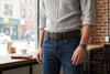 Amish Made Full Grain Buffalo Leather Belt: 1.5" Wide, USA HANDMADE