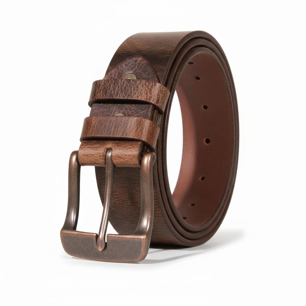 Amish Made Full Grain Buffalo Leather Belt: 1.5" Wide, USA HANDMADE