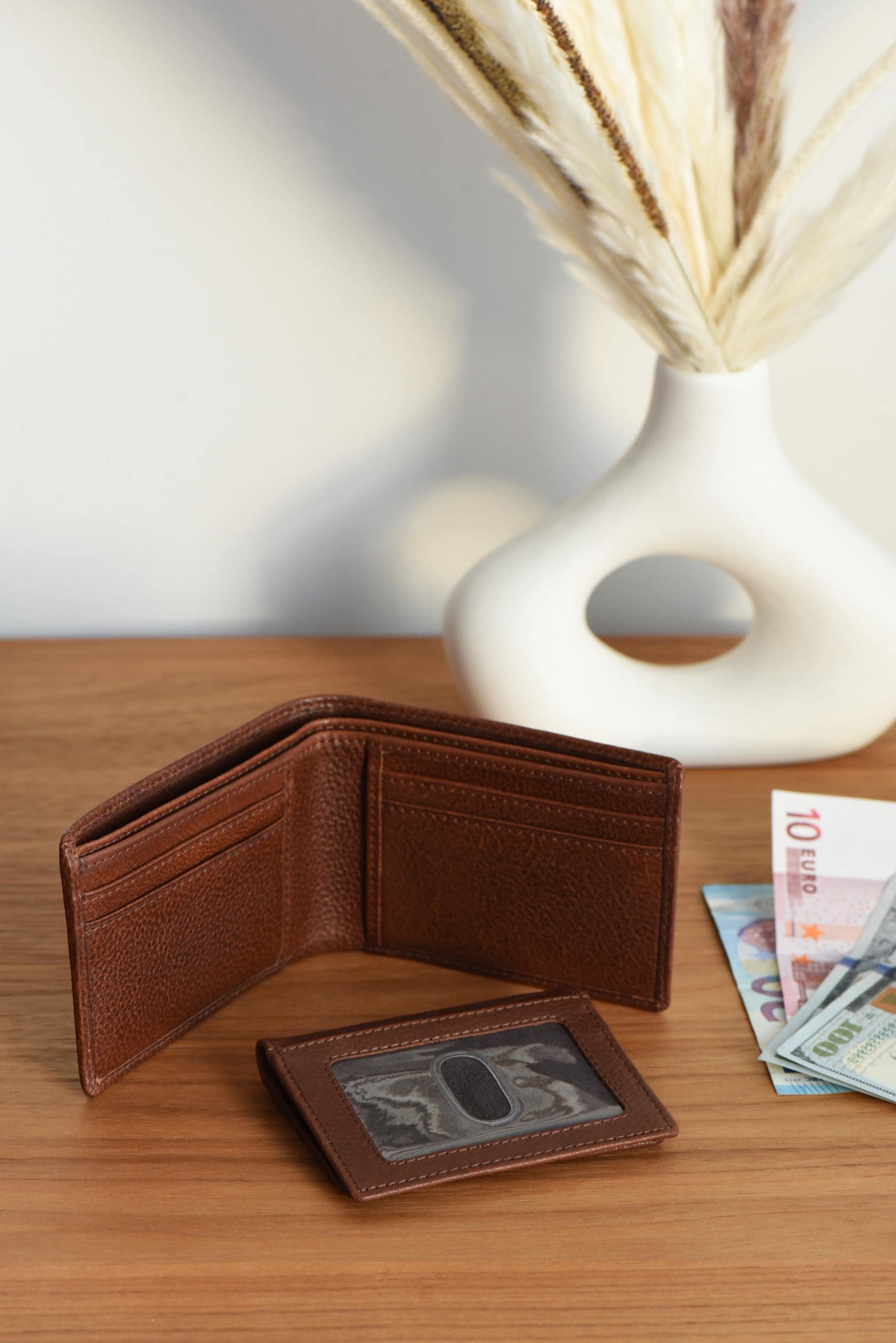 Custom Leather Wallet for Men - RFID Bifold Wallet with Optional Coin Pouch & Removable ID Flap - Personalized - Gift for Him, Dad, Husband