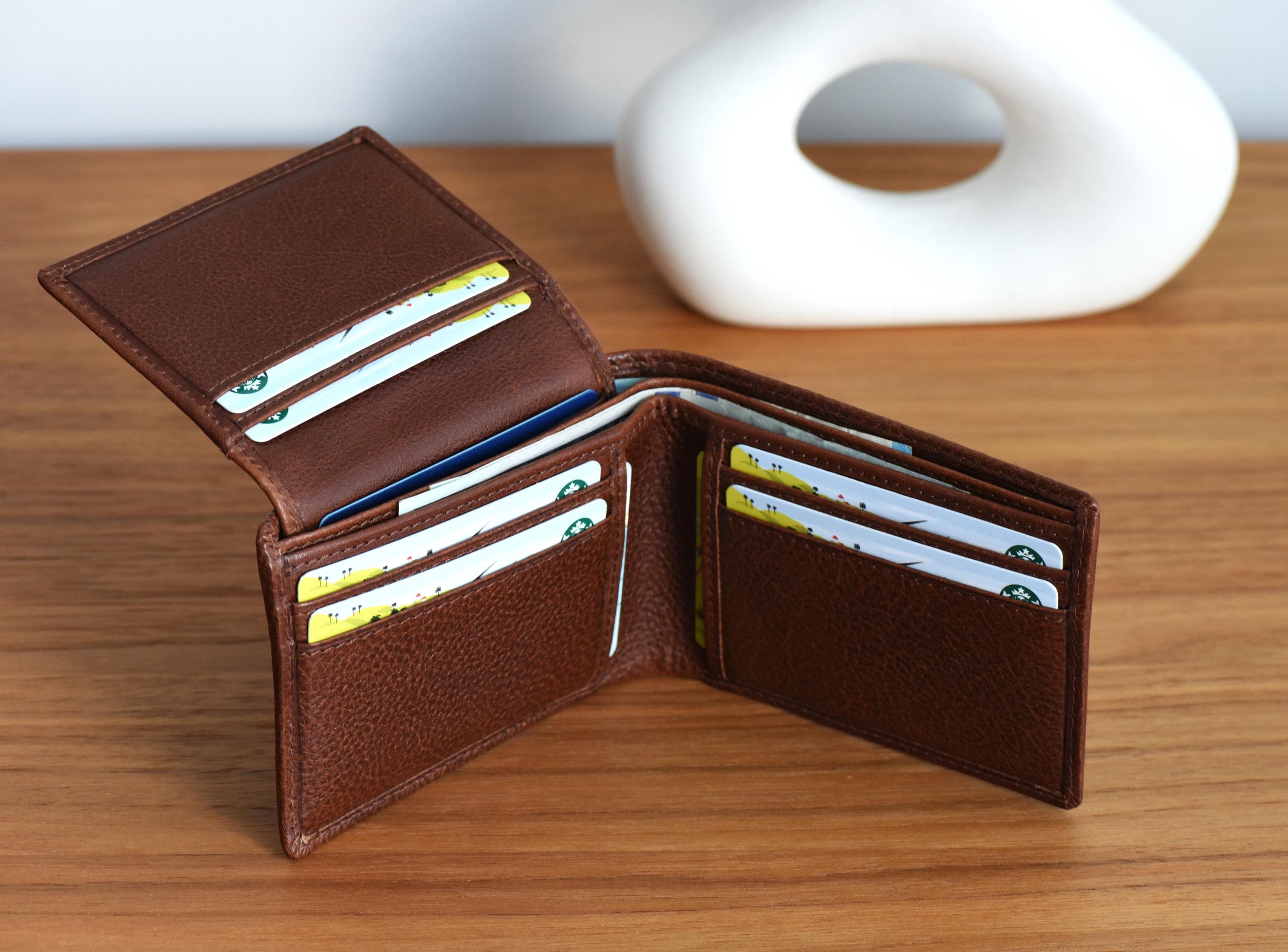 Custom Leather Wallet for Men - RFID Bifold Wallet with Optional Coin Pouch & Removable ID Flap - Personalized - Gift for Him, Dad, Husband
