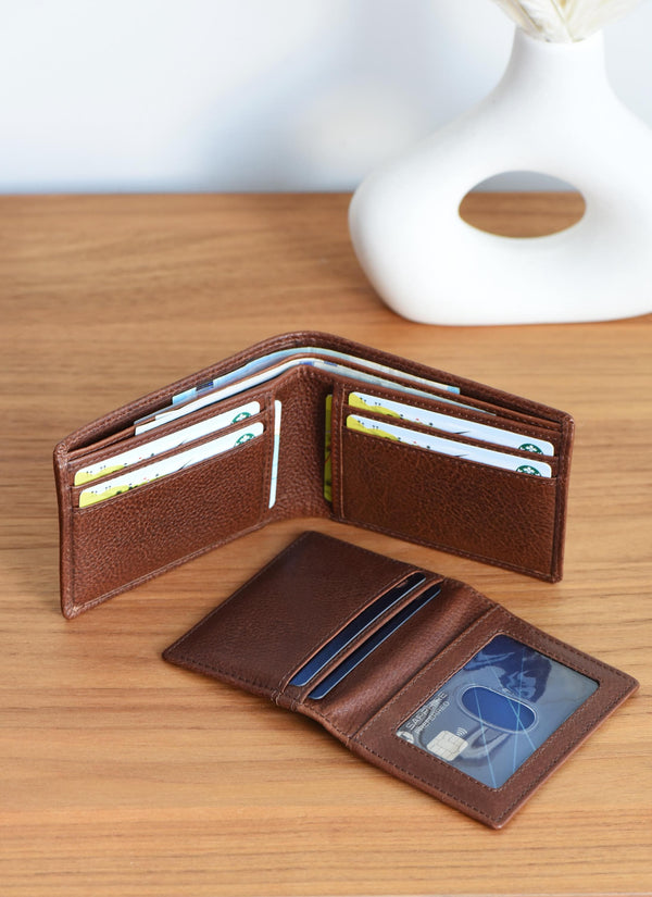 Custom Leather Wallet for Men - RFID Bifold Wallet with Optional Coin Pouch & Removable ID Flap - Personalized - Gift for Him, Dad, Husband