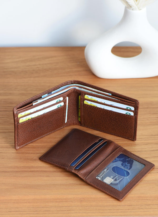 Custom Leather Wallet for Men - RFID Bifold Wallet with Optional Coin Pouch & Removable ID Flap - Personalized - Gift for Him, Dad, Husband