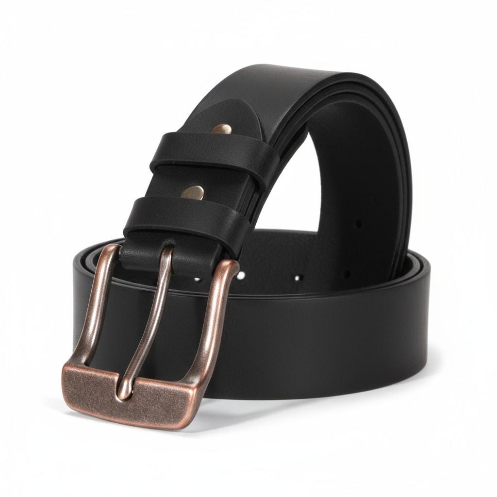 Amish Made Full Grain Buffalo Leather Belt: 1.5" Wide, USA HANDMADE