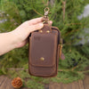 Personalized Leather Phone Belt Pouch, Retro Hiking Waist Bag