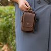 Personalized Leather Phone Belt Pouch, Retro Hiking Waist Bag