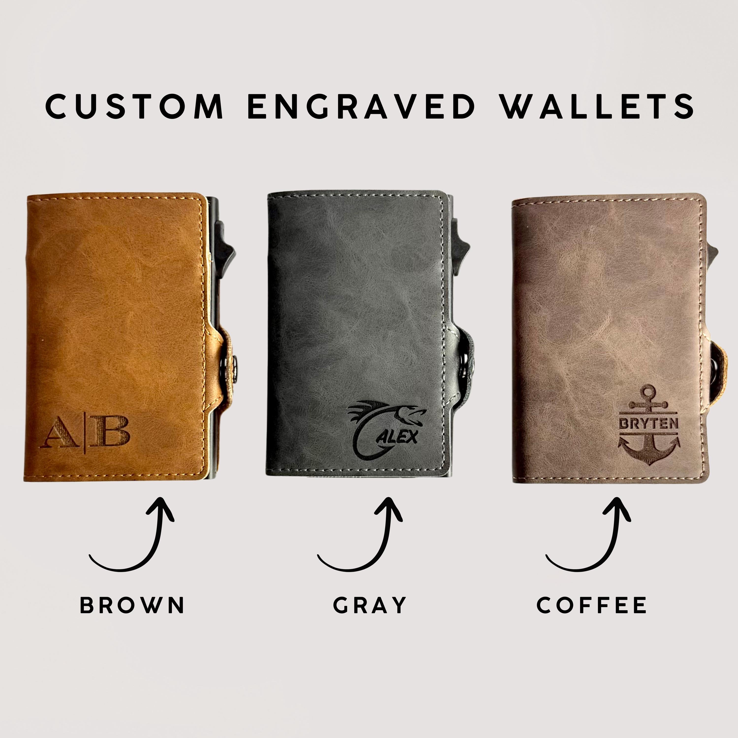 Engrave Leather Wallet for Men, Personalized Slim Wallet, Ideal Gift for Husband, Dad, Boyfriend, or Son | Birthday, Anniversary, Christmas