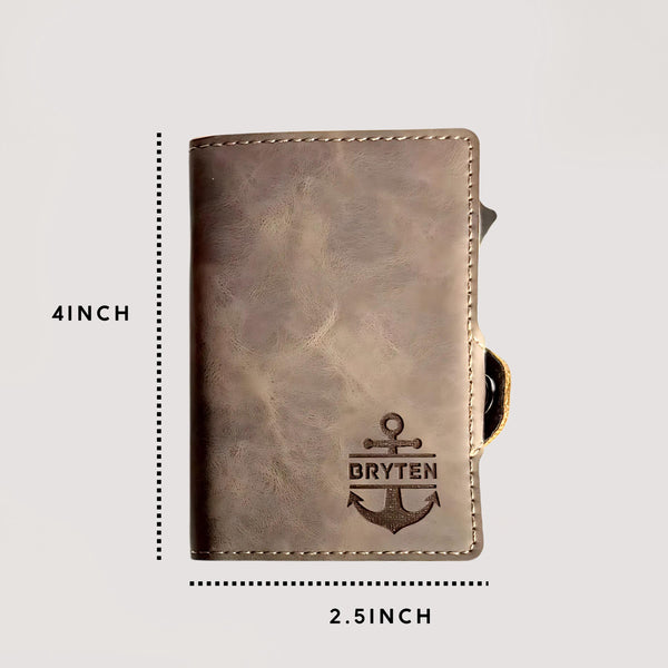 Engrave Leather Wallet for Men, Personalized Slim Wallet, Ideal Gift for Husband, Dad, Boyfriend, or Son | Birthday, Anniversary, Christmas